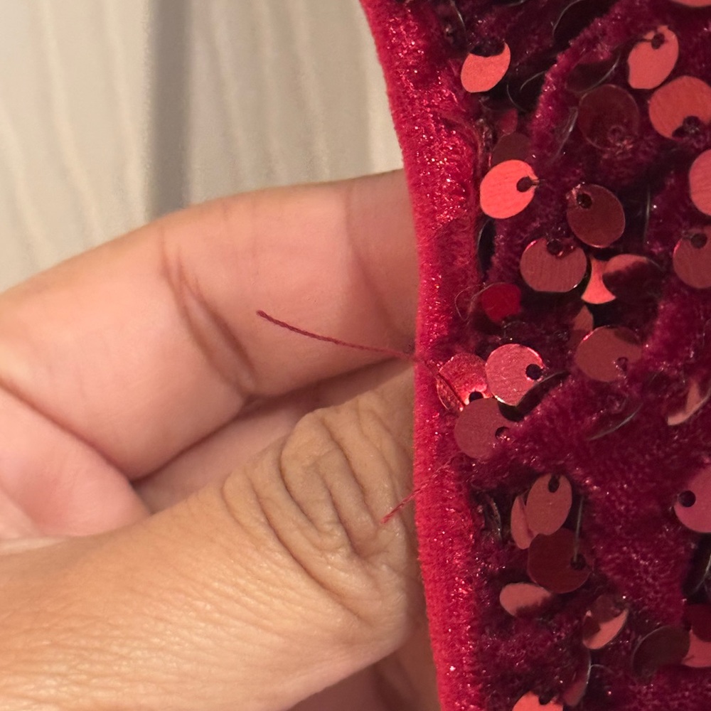 Red Velvet Smocked Sleeve Tunic Dress UMGEE - Picture 2 of 2